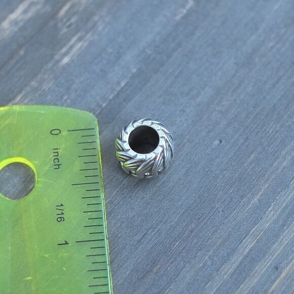 Brighton Spacer Bead Charm Textured w/ Crystals Silver Plated - Picture 4 of 4